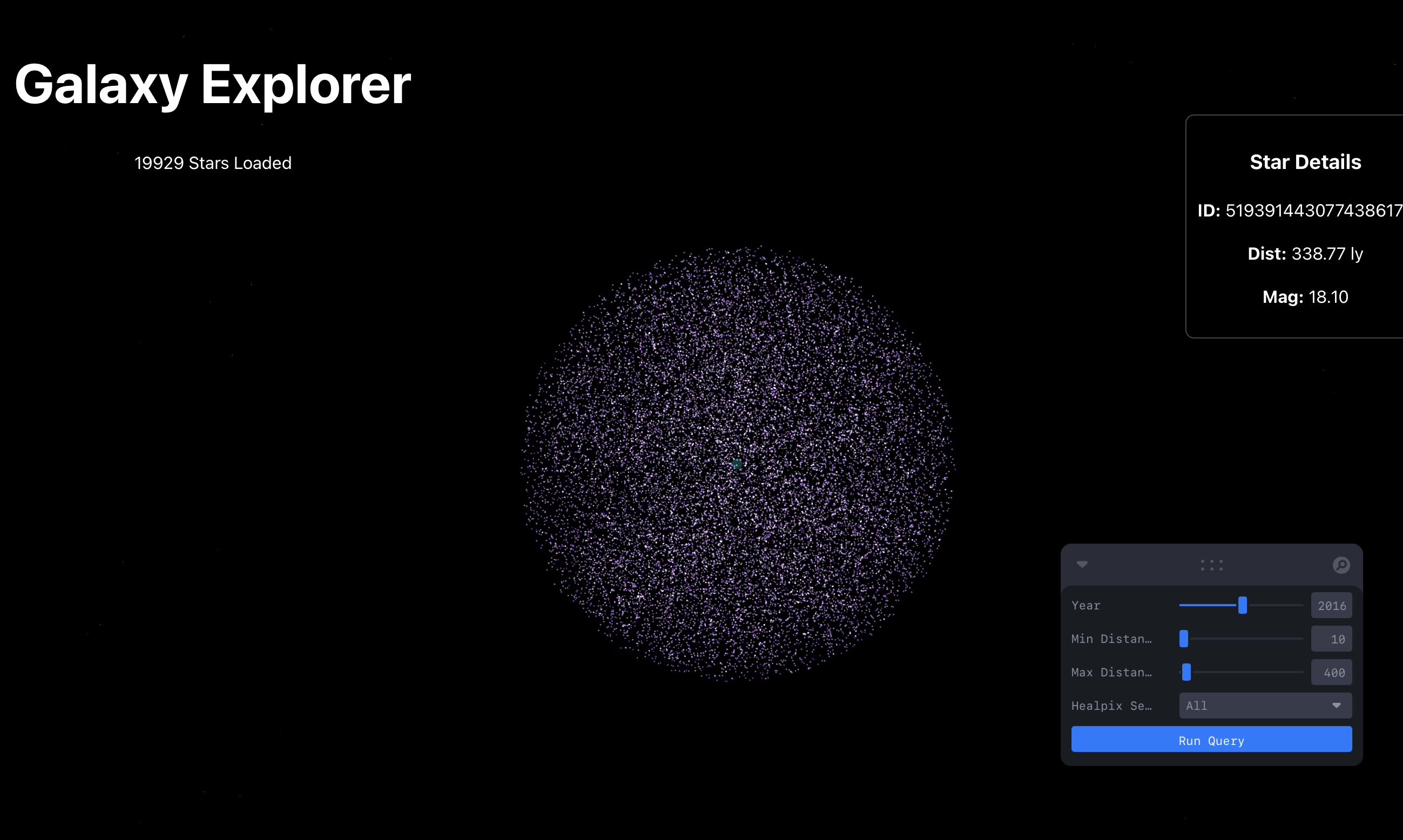 Galaxy Explorer query interface